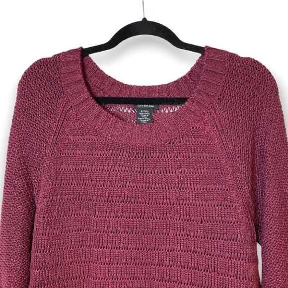 Calvin Klein Jeans Maroon Knit Long Sleeve Sweater - Picture 3 of 9